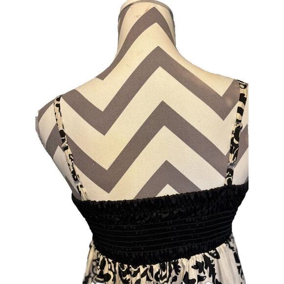 King Kong Black White Sundress Maxi Layers Italy Cotton Adjustable Straps Lace M - Picture 7 of 12